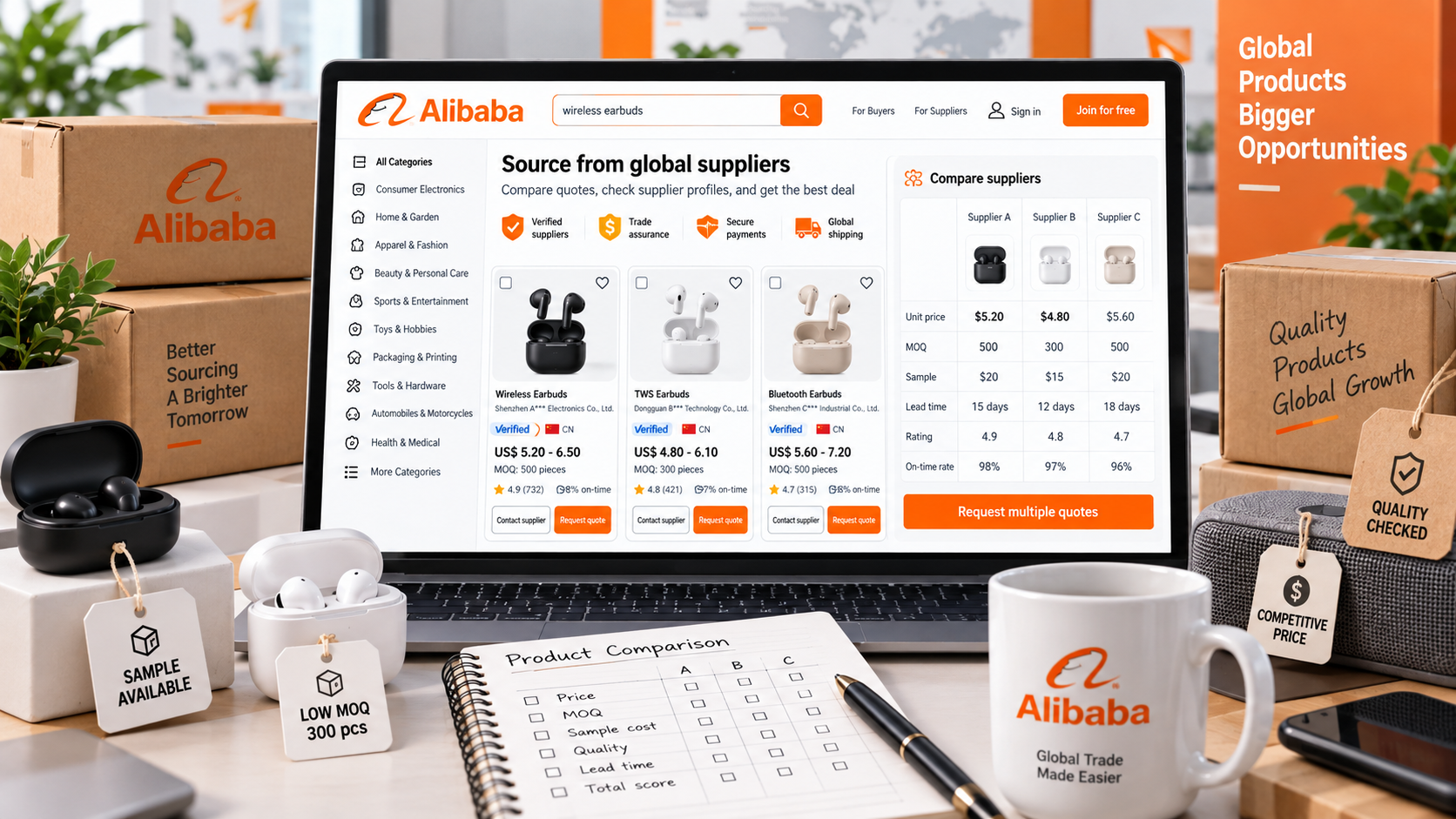 Comparaison de fournisseurs Alibaba