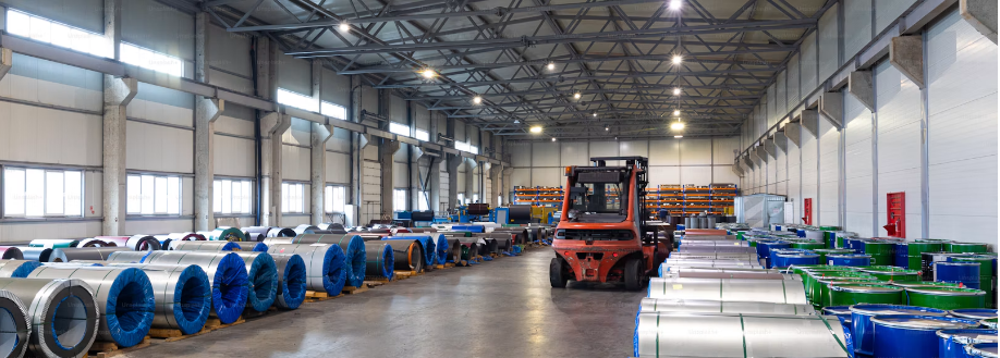 Raw materials before production in a factory